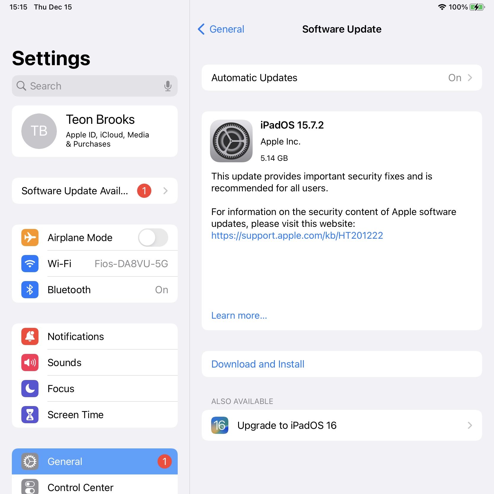 Settings now reveal that iPadOS16 is in fact now available