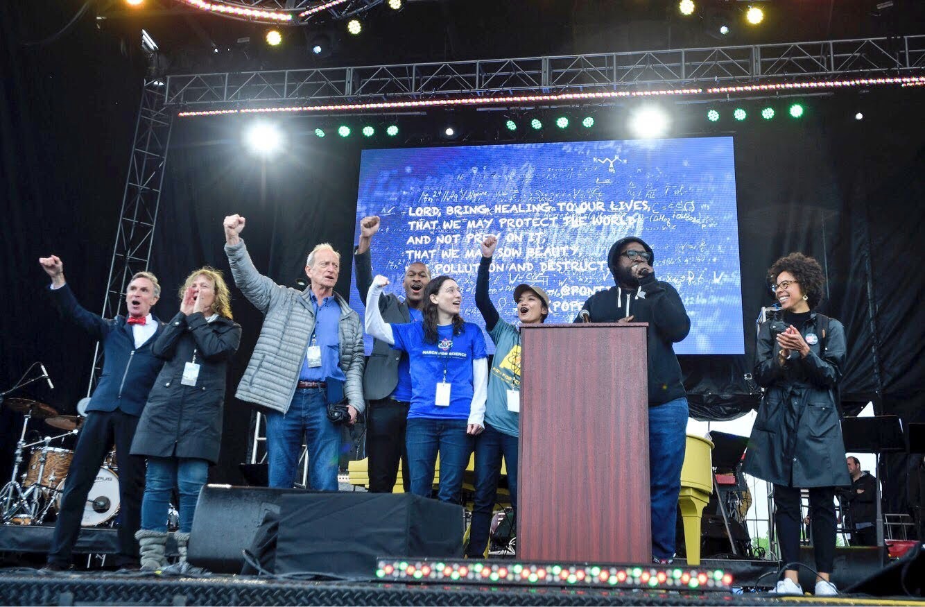 Me on stage with fellow March for Science Organizers as well as Bill Nye and QuestLove